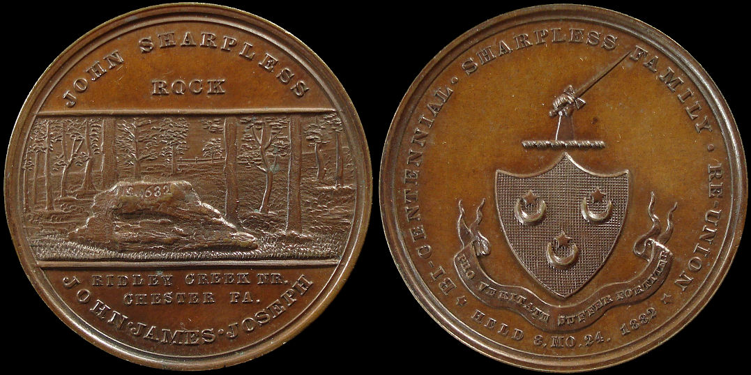 John Sharpless Rock Centennial 1882 Family medal