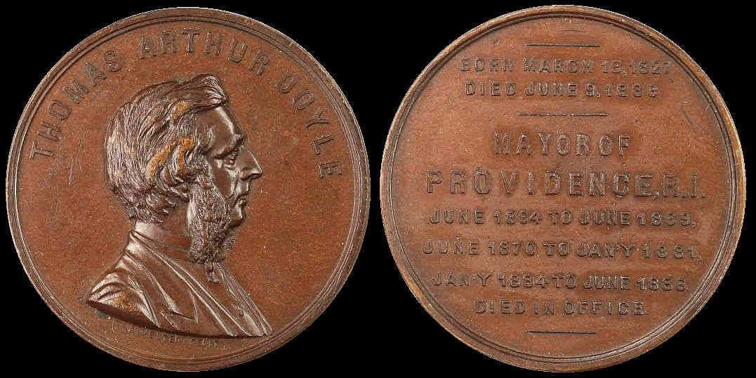 Thomas Arthur Doyle Mayor of Providence Died In Office 1886 Medal