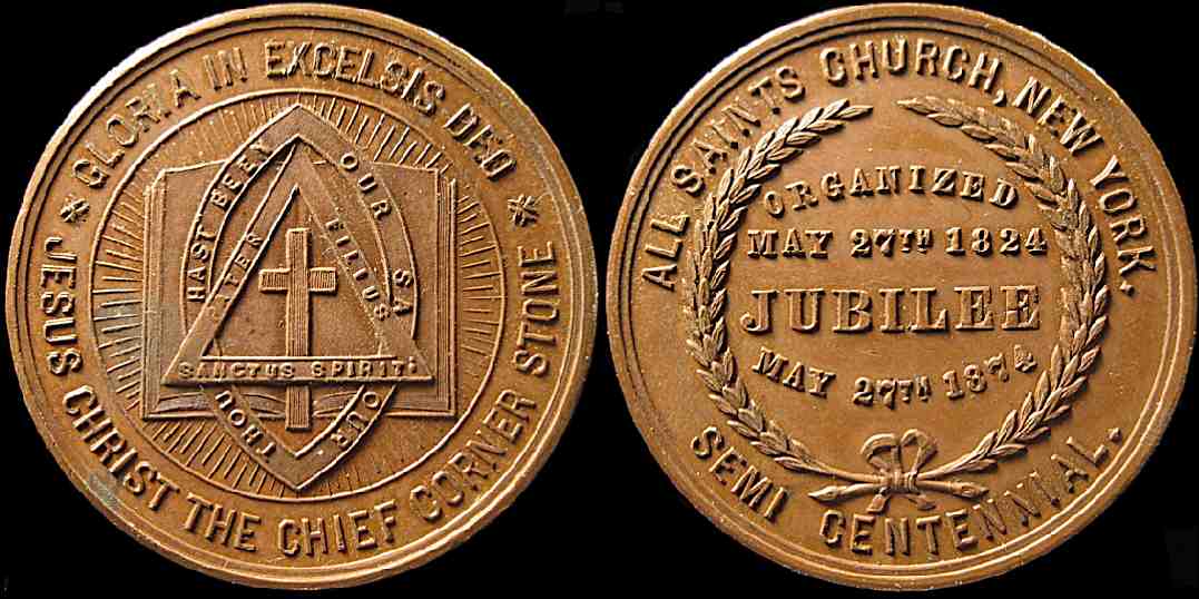 Jubilee 1874 All Saints Church New York Semi Centennial medal