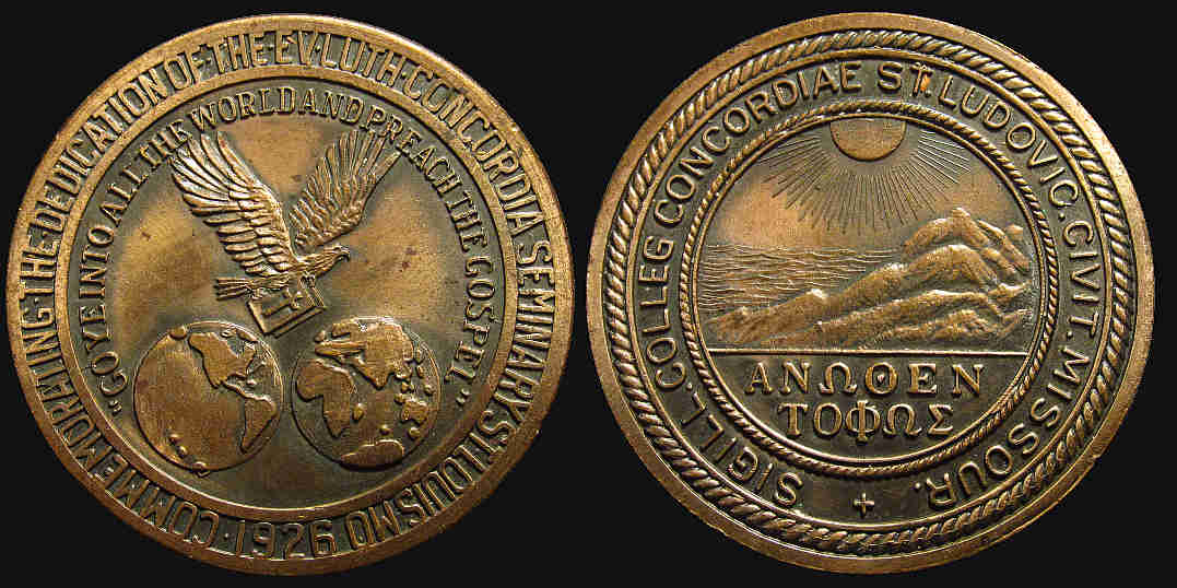 Dedication Evluth Concordia Seminary 1926 medal