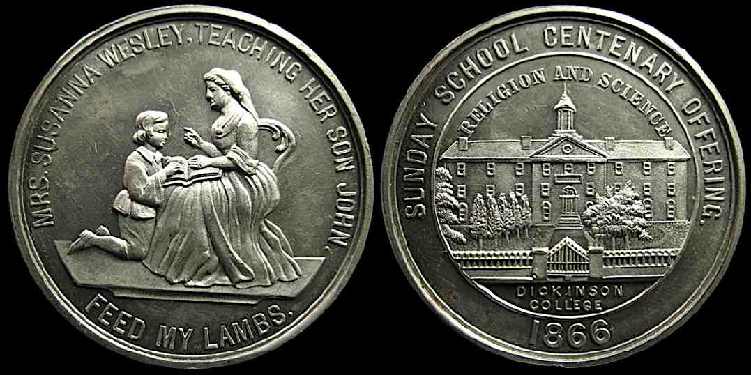 Dickinson College Sunday School 1866 Susanna Wesley Feed lambs medal