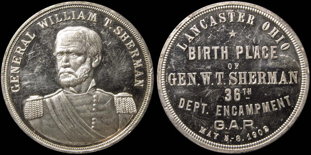 General William T. Sherman Lancaster, Ohio 1902 36th Encampment Birth Medal