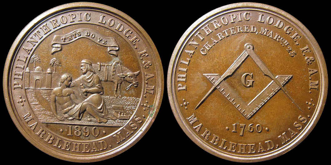 Philanthropic Lodge Marblehead Massachusetts 1890 Mason Medal