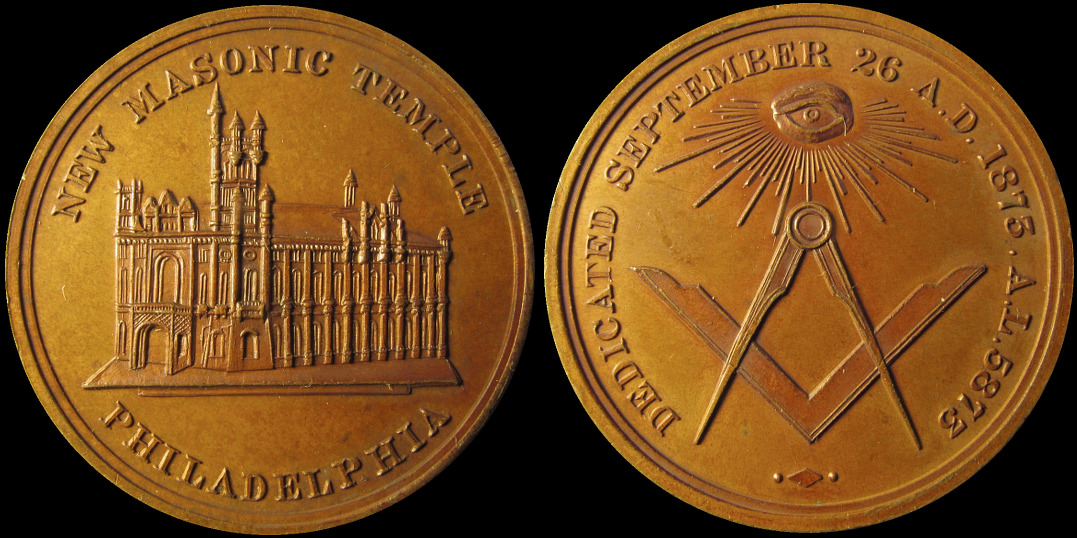 New Masonic Temple-Dedicated September 26 1873 Philadelphia medal