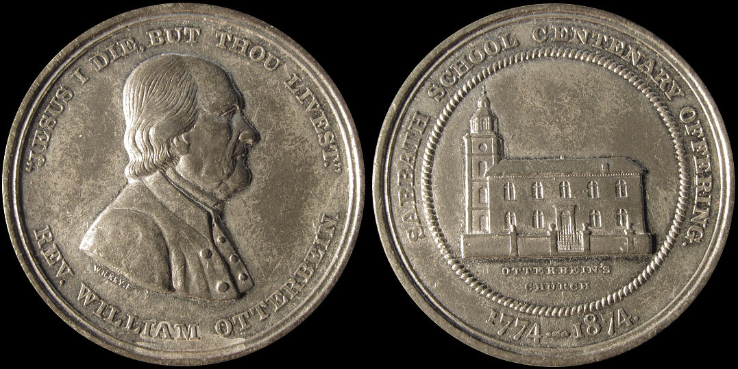 William Otterbein Sabbath School Centenary Offering 1874 Medal