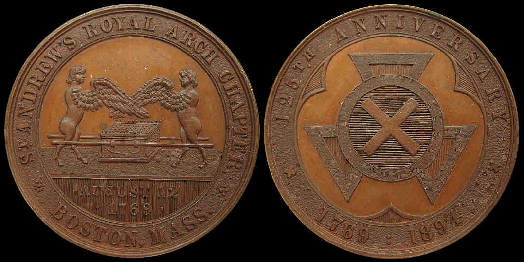 St Andrews Royal Arch Masons Boston 125th Anniversary 1769 1894 medal