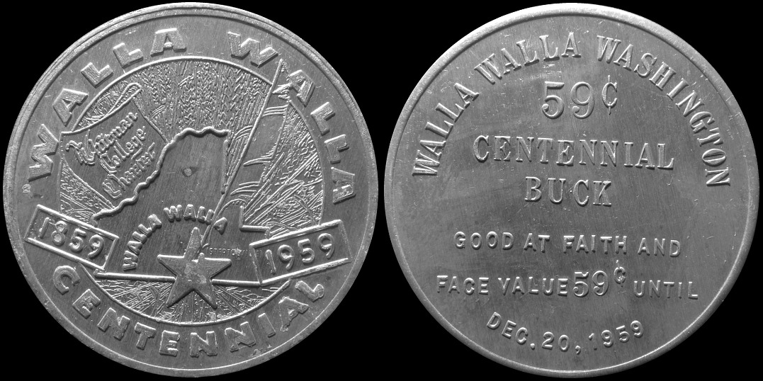 Walla Walla Washington 59 Cent Centennial Buck 1959 token