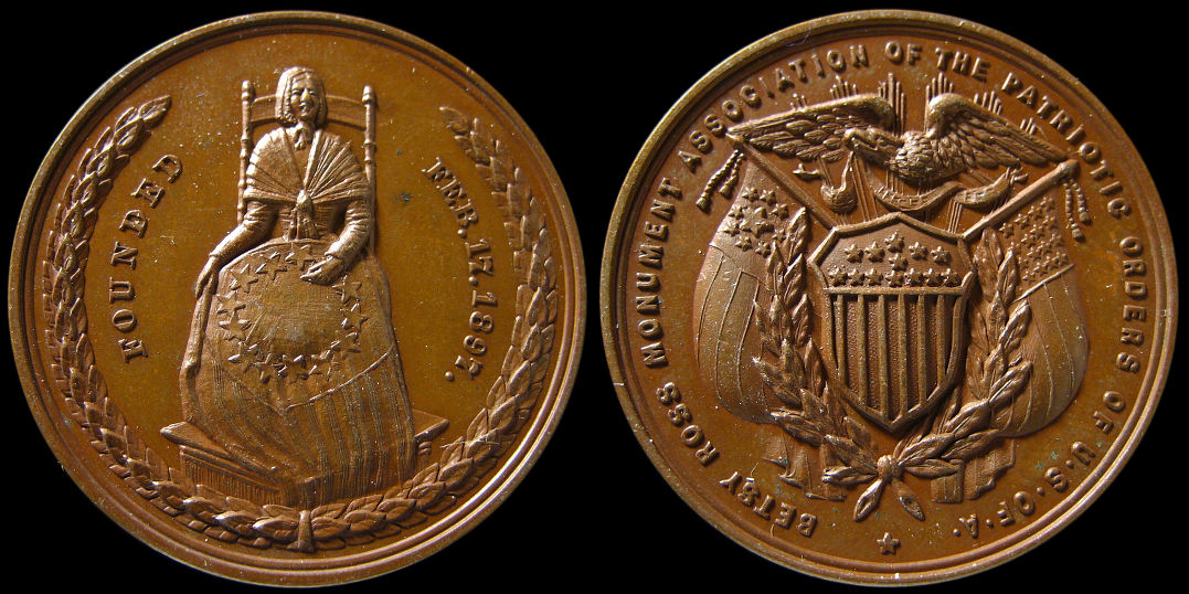 Betsy Ross Monument Association Patriotic Orders U.S. of A. Medal 