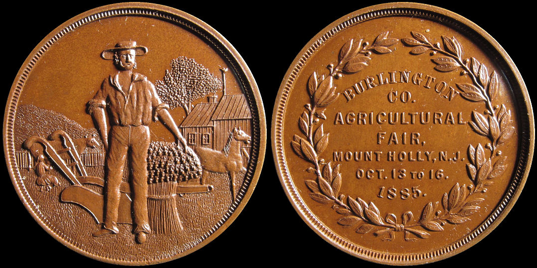 Burlington County Agricultural Fair Mount Holly New Jersey 1885 Medal