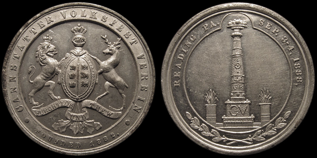 Cannstatter Volksfest Verein Reading PA 1888 Festival Medal