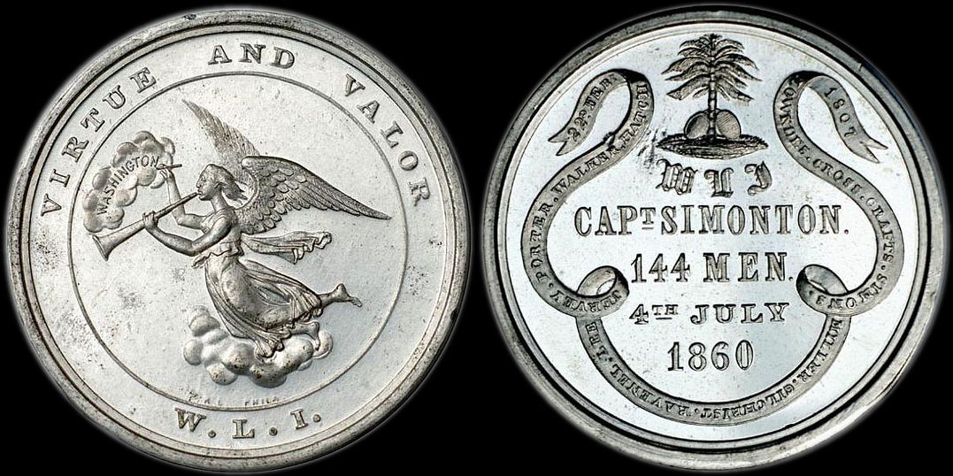 July 4th 1860 Parade Captain Simonton 144 Men Medal