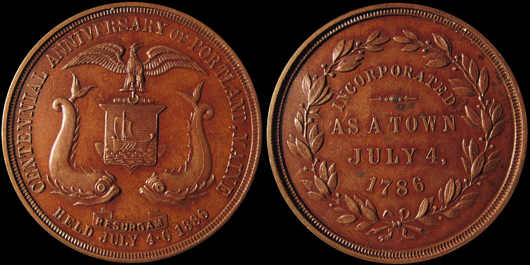 Centennial Anniversary Portland Maine July 4 1786 1886 Medal