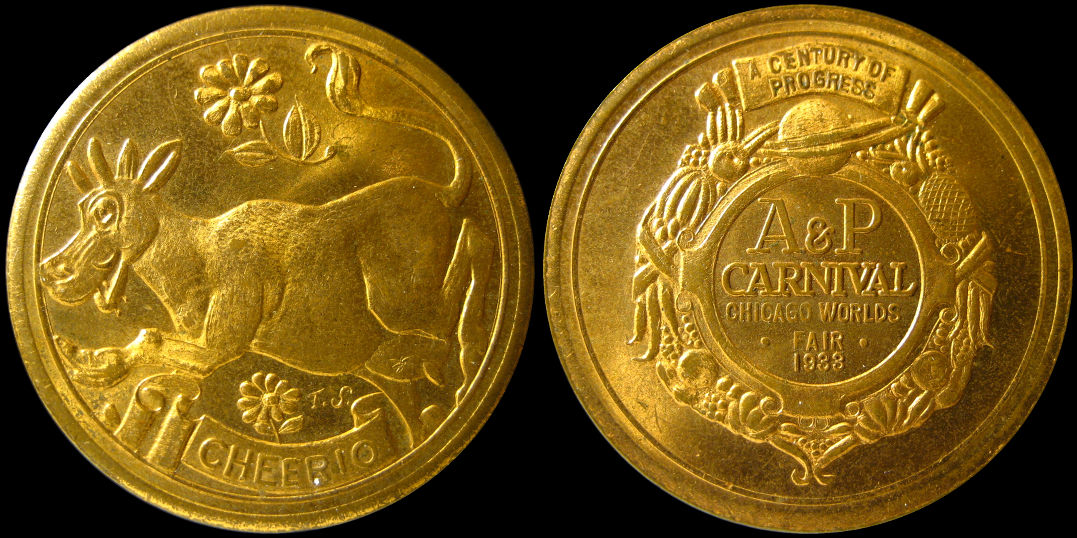 Cheerio Century of Progress A & P Carnival 1933-1934 Cow Medal