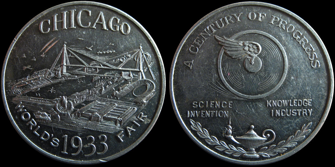 Worlds 1933 Fair Chicago Science Knowledge Invention Industry Medal