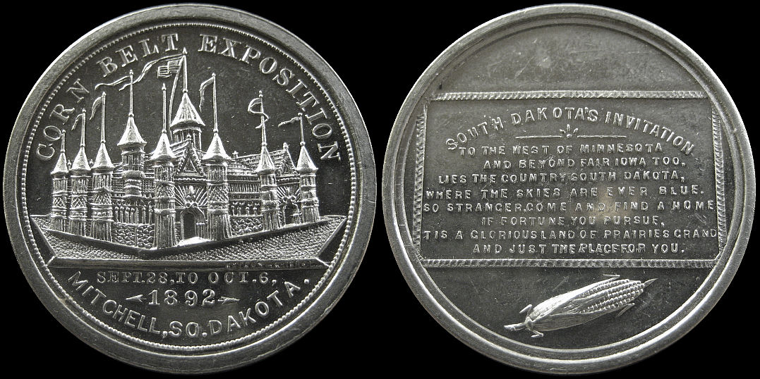 Corn Belt Exposition Mitchell South Dakota 1892 Invitation Medal
