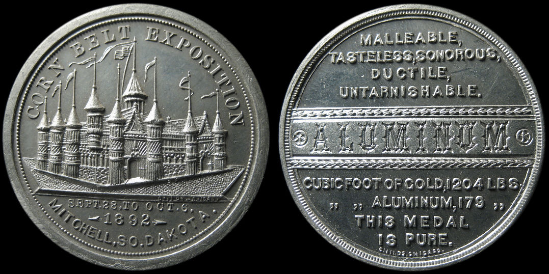 Corn Belt Exposition Mitchell South Dakota 1892 Invitation Aluminum Medal