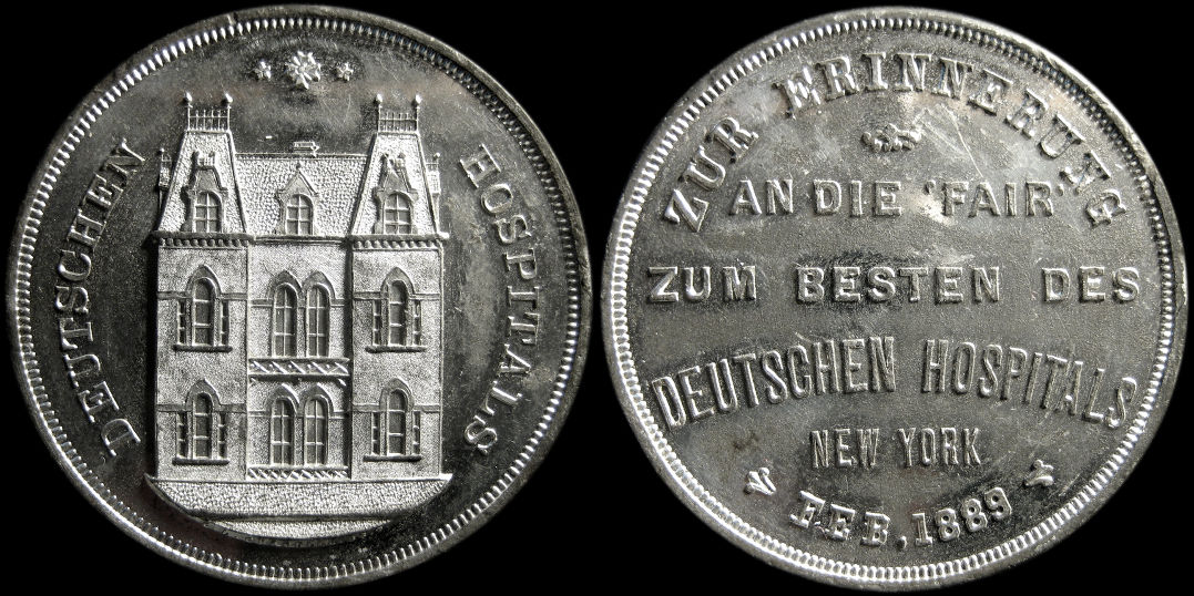 Deutsche Hospitals Fair New York February 1889 Medal