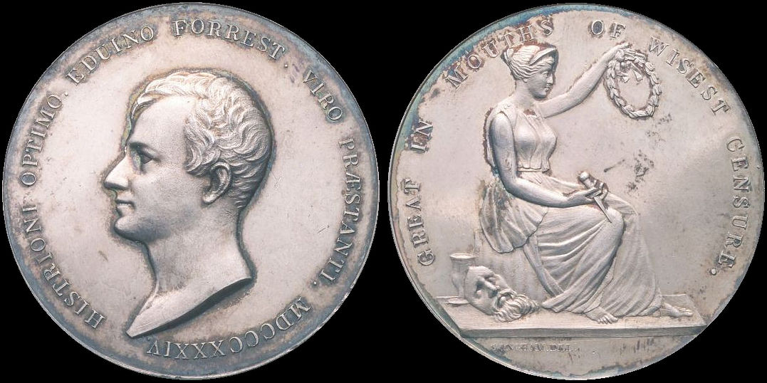 Edwin Eduino Forest Great In Mouths Of Wisest Censure 1834 Medal