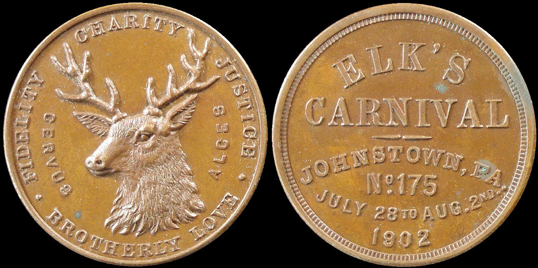 Elks Carnival Johnstown Pennsylvania 1902 Brotherly Love Medal
