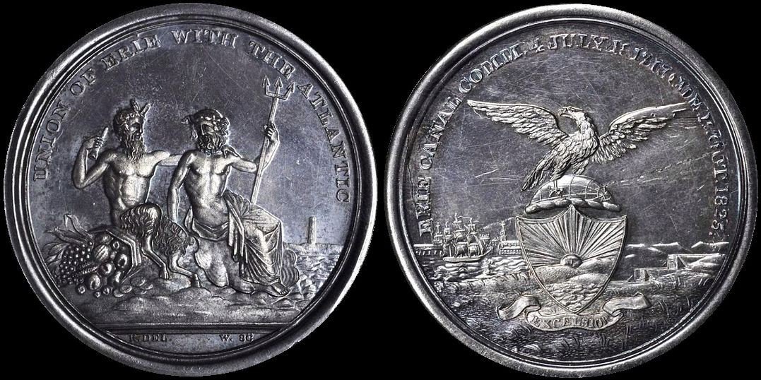 Unique 1825 1826 Erie Canal HK 1000 Union of Erie With Atlantic Medal