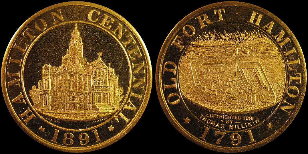 Old Fort Hamilton Centennial 1791 1891 Medal