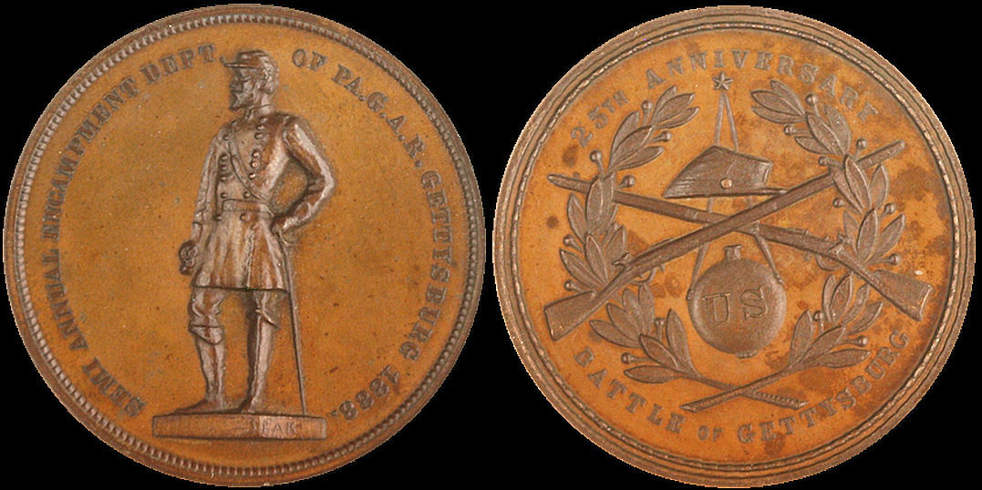 Battle of Gettysburg 25th Anniversary GAR Pennsylvania 1888 Medal