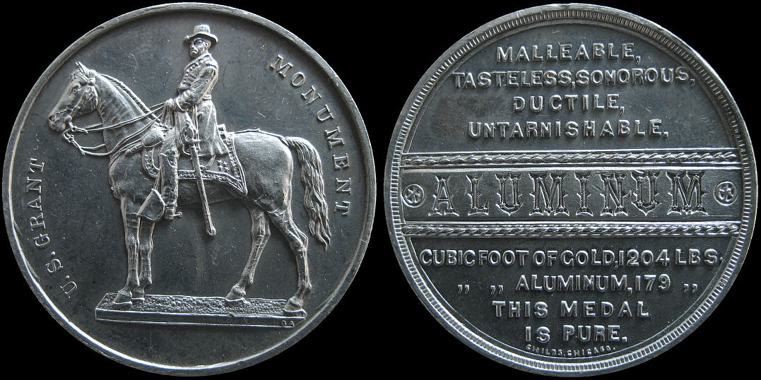 U. S. Grant on Horseback Monument Aluminum Medal