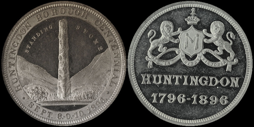 Huntingdon Borough Centennial 1796-1896 Standing Stone Medal