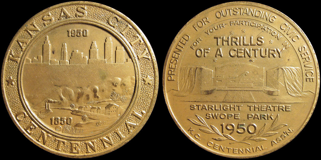 Kansas City Centennial Thrills of a Century 1950 Starlight Theatre Medal
