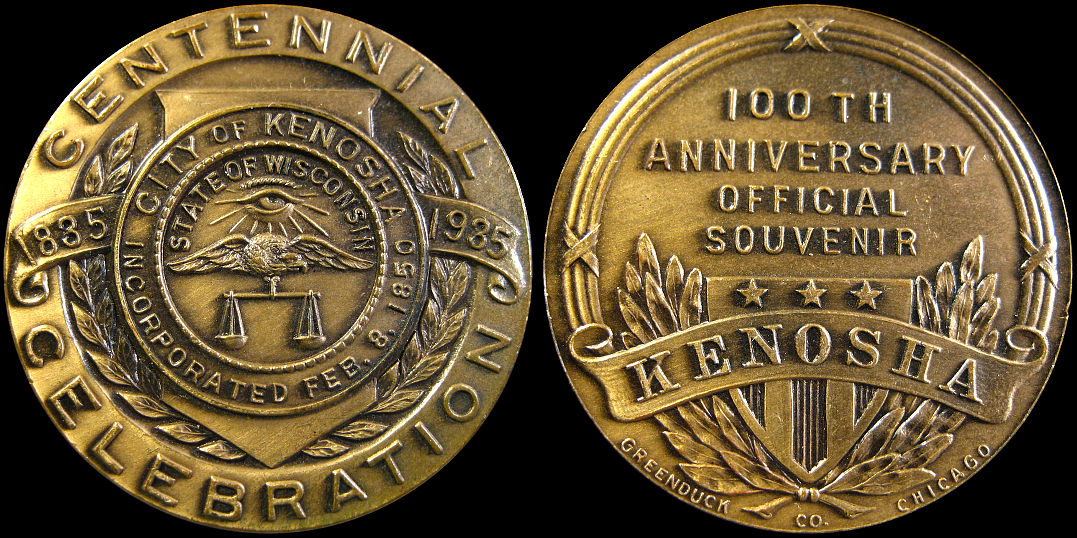 City of Kenosha 100th Anniversary Souvenir 1835-1935 Medal