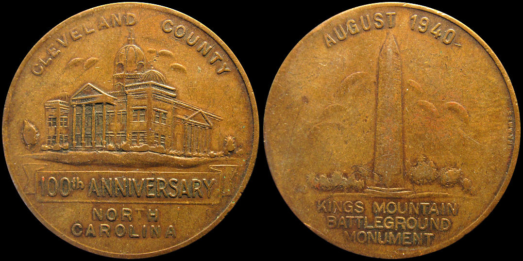 Cleveland County North Carolina 1940 Kings Mountain Monument Medal