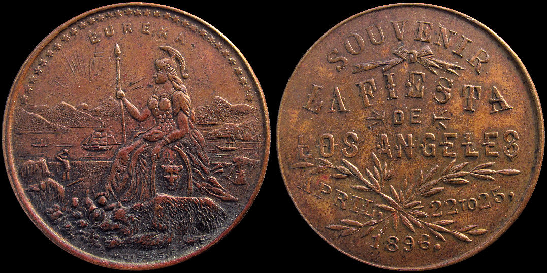 Souvenir La Fiesta Los Angeles April 1896 Eureka Medal