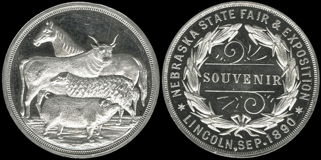 Lincoln Nebraska State Fair September 1890 Souvenir Farm Animals Medal