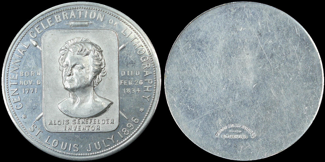 Alois Senefelder Inventor Of Lithography Centennial Celebration Medal