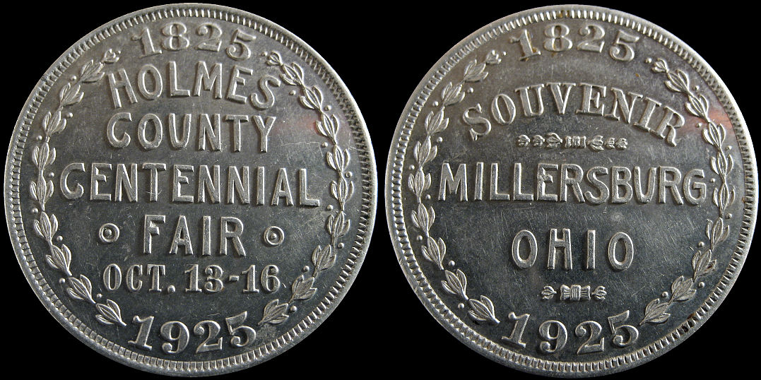Holmes County Centennial Fair October 1925 Millersburg Ohio Medal