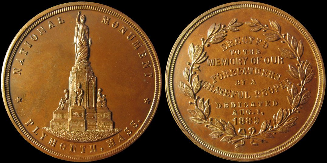 National Monument Plymouth Massachusetts Memory Of Our Forefathers Grateful 1889 Medal