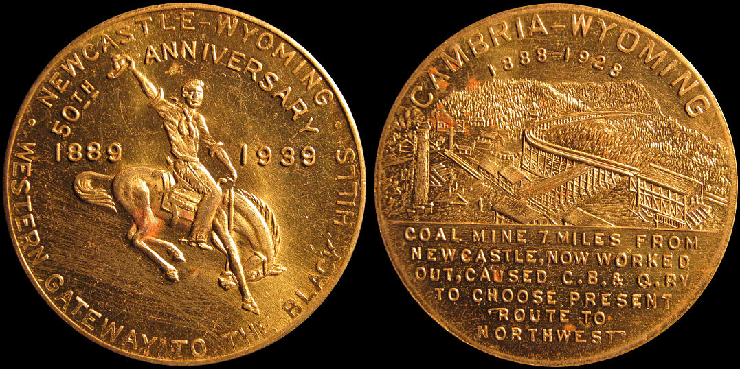 Newcastle Cambria Wyoming 50th Anniversary Coal Mine 1939 Medal