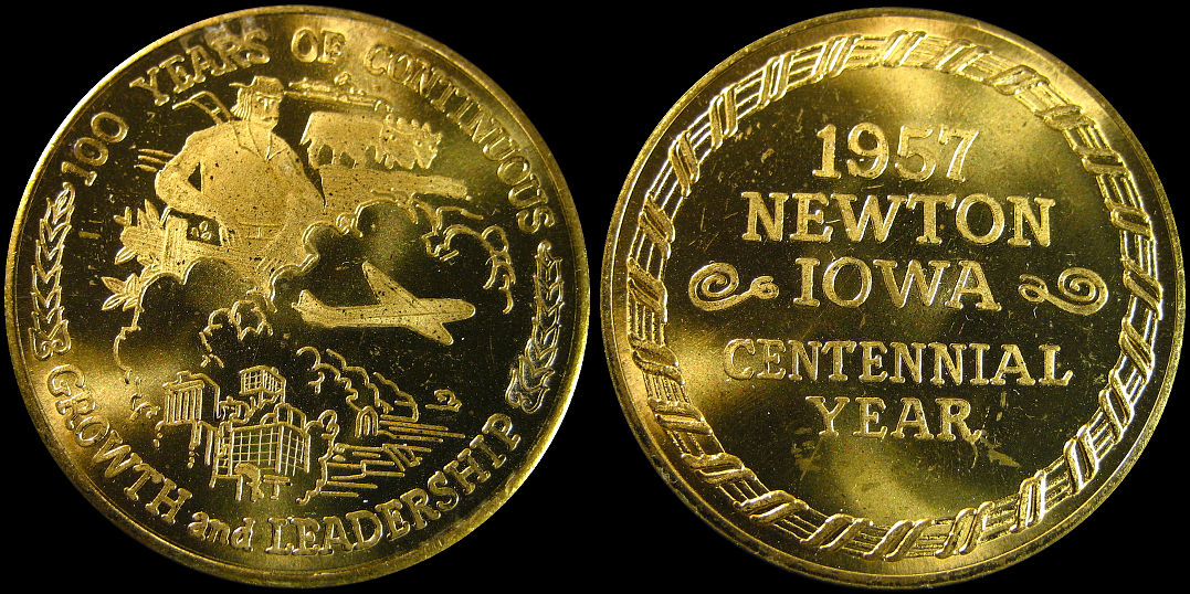 Newton Iowa Centennial Year 1957 Growth and Leadership Medal