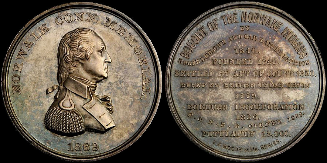 Norwalk Connecticut Memorial 1869 Bought From Norwake Indians Medal