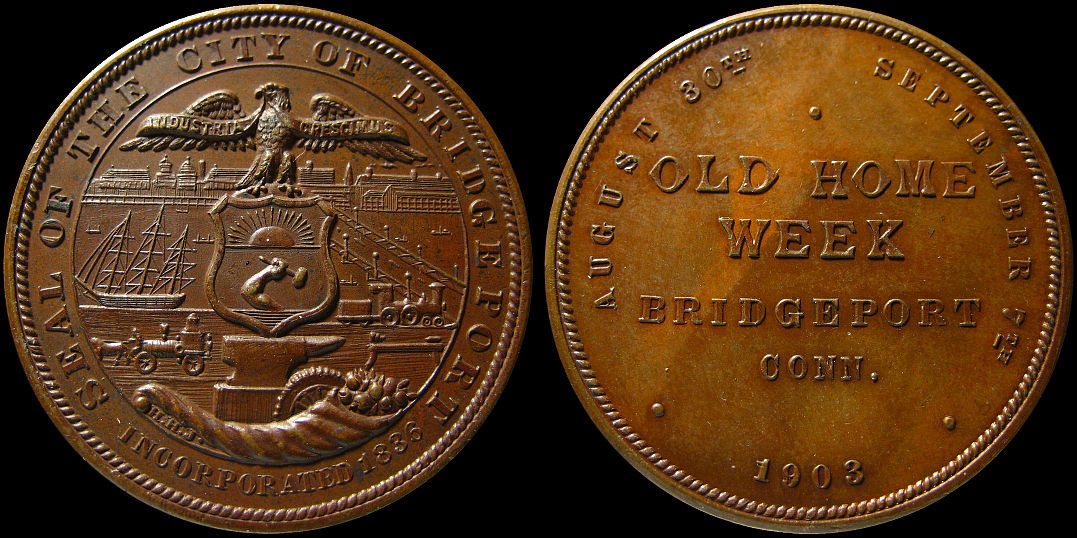 Old Home Week City of Bridgeport 1903 City Seal Medal