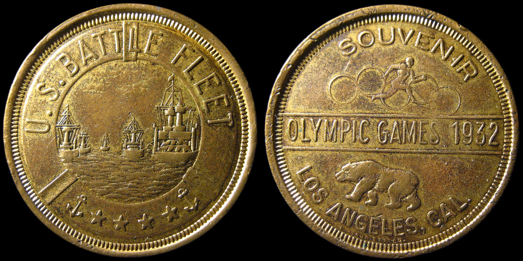 U.S. Battle Fleet at Olympic games 1932 Souvenir Los Angeles Medal