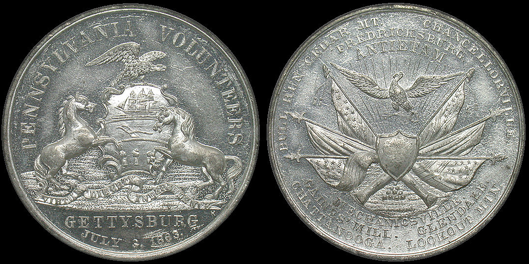 Pennsylvania Volunteers Gettysburg Antietam July 1863 Medal