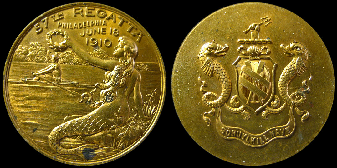 Regatta Philadelphia June 1910 Schuylkill Navy Mermaid Medal