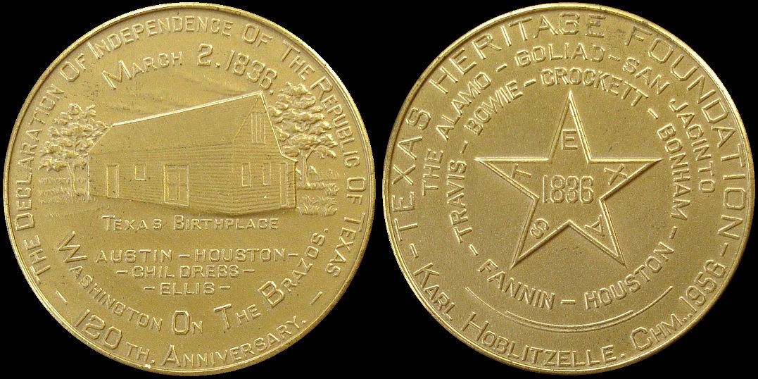  Republic Texas Declaration Independence 120th Anniversary Heritage Medal