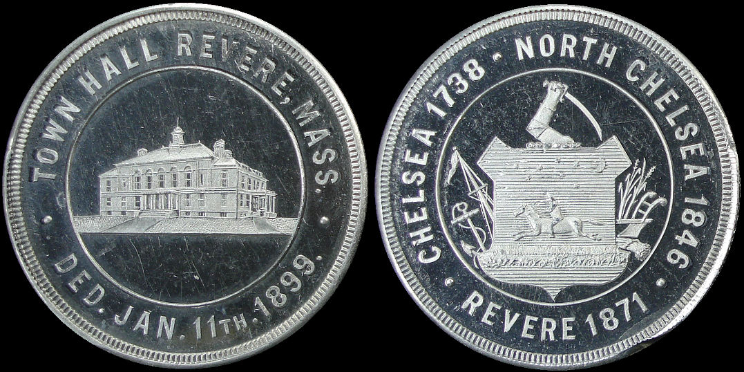 Revere Massachusetts Town Hall Chelsea January 1899 Medal