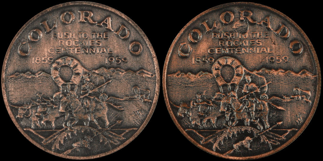 Rush To The Rockies Colorado Centennial 1959 Medal