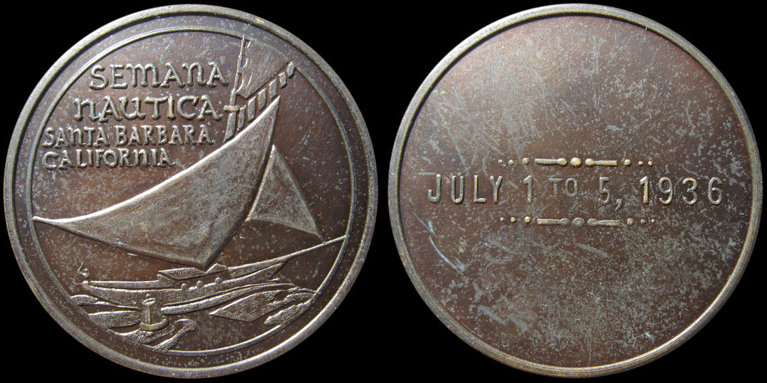 Semana Nautica Santa Barbara California July 1936 Medal