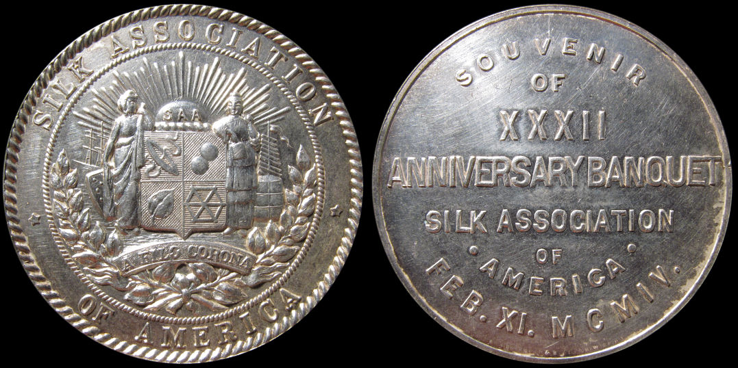 Silk Association of America 32nd Anniversary Banquet 1904 Medal