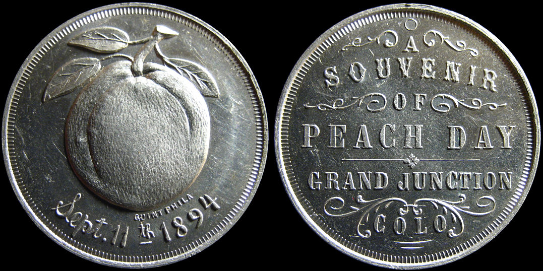 Souvenir of Peach Day Grand Junction Colorado September 1894 Medal