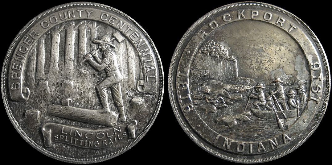 Spencer County Centennial Rockport Indiana Lincoln Splitting 1916 Medal